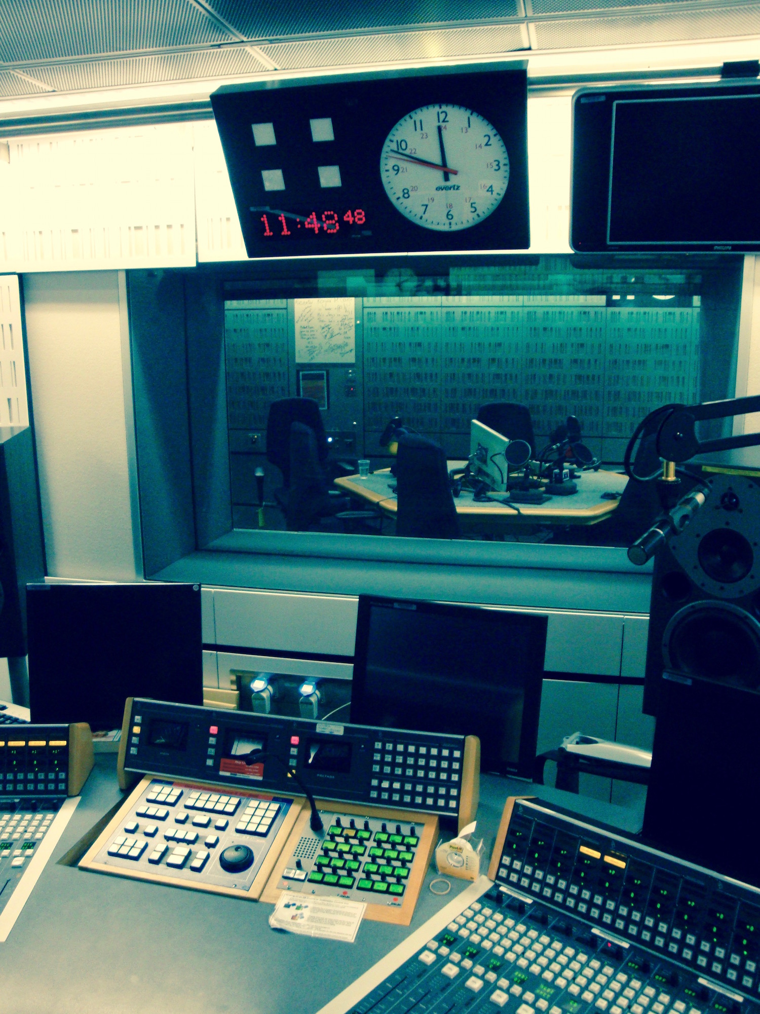 Photograph of a radio studio.